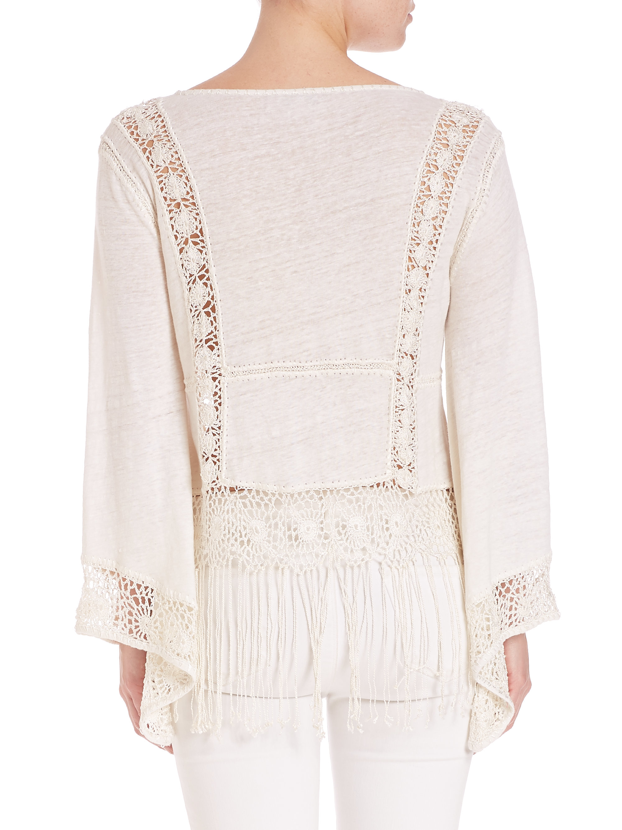 Calypso st. barth Manipur Eyelet Fringed Linen Top in White Lyst