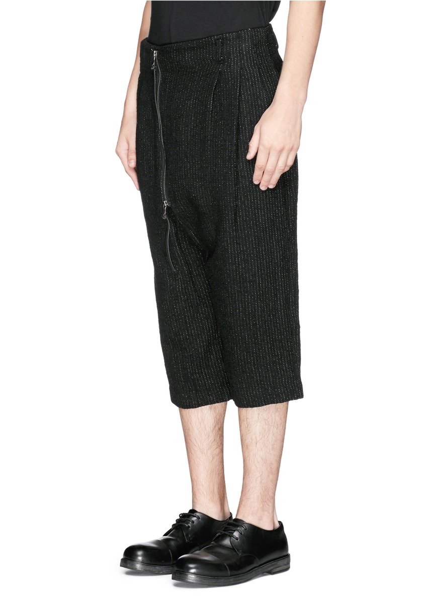 Asymmetric Hem Belt Loops Striped Pants