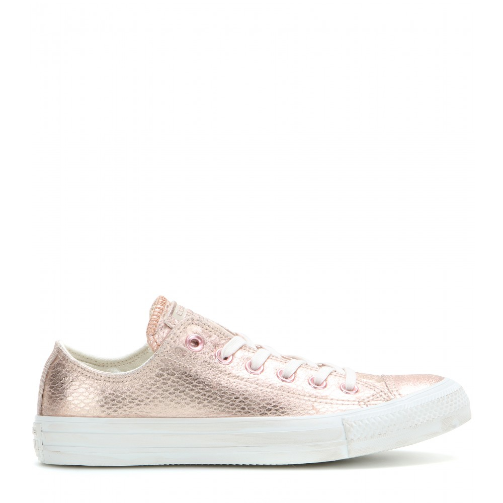 Lyst - Converse Chuck Taylor Ox Metallic Leather Sneakers in Pink