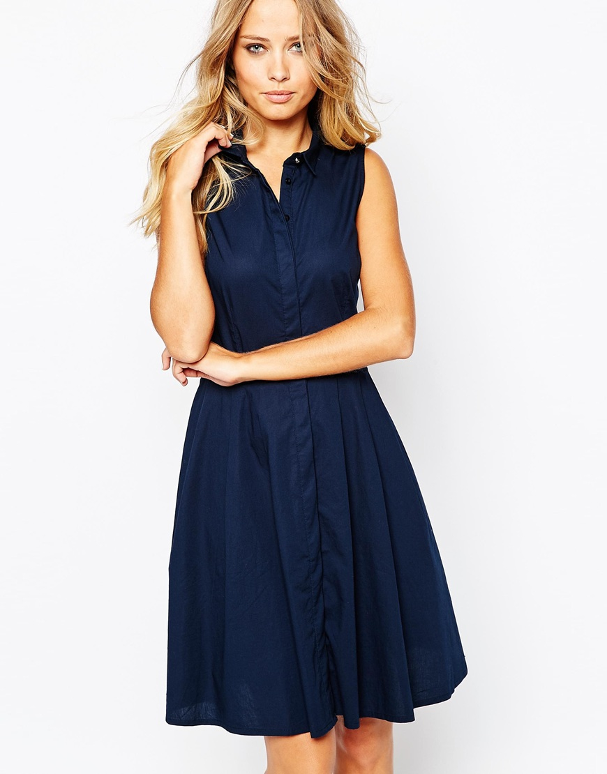 Lyst Y A S Homie Sleeveless Shirt  Dress  in Blue 