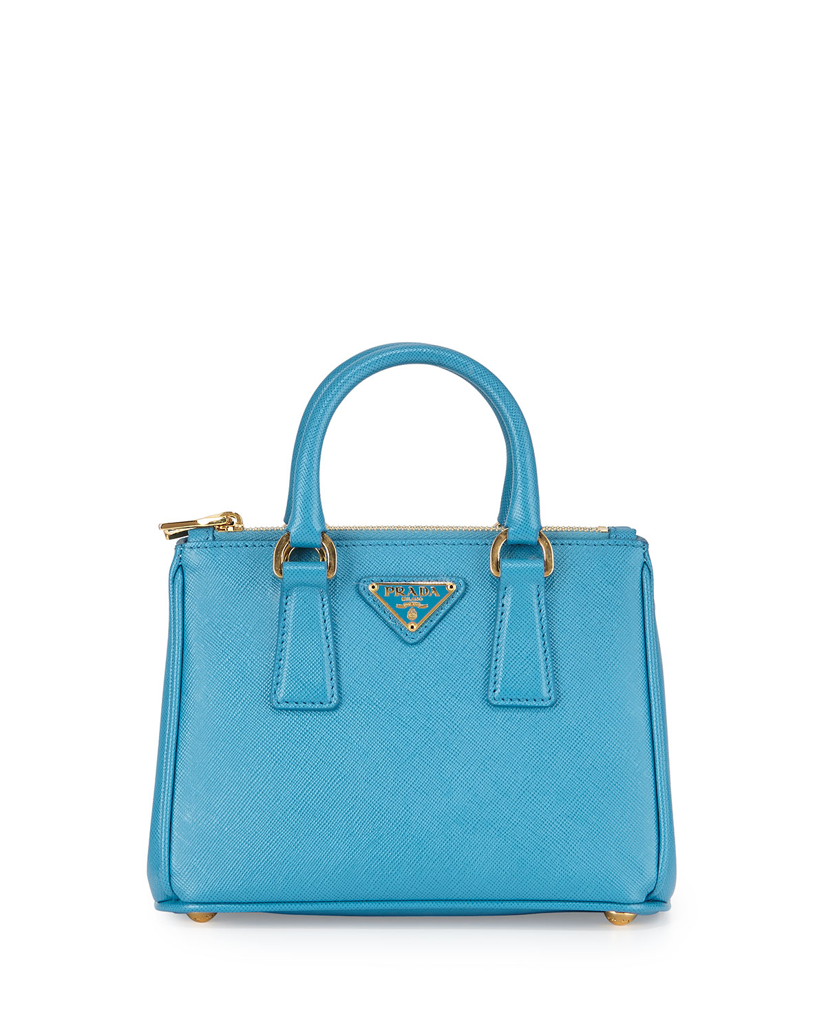 Prada Saffiano Mini Galleria Crossbody Bag in Blue | Lyst