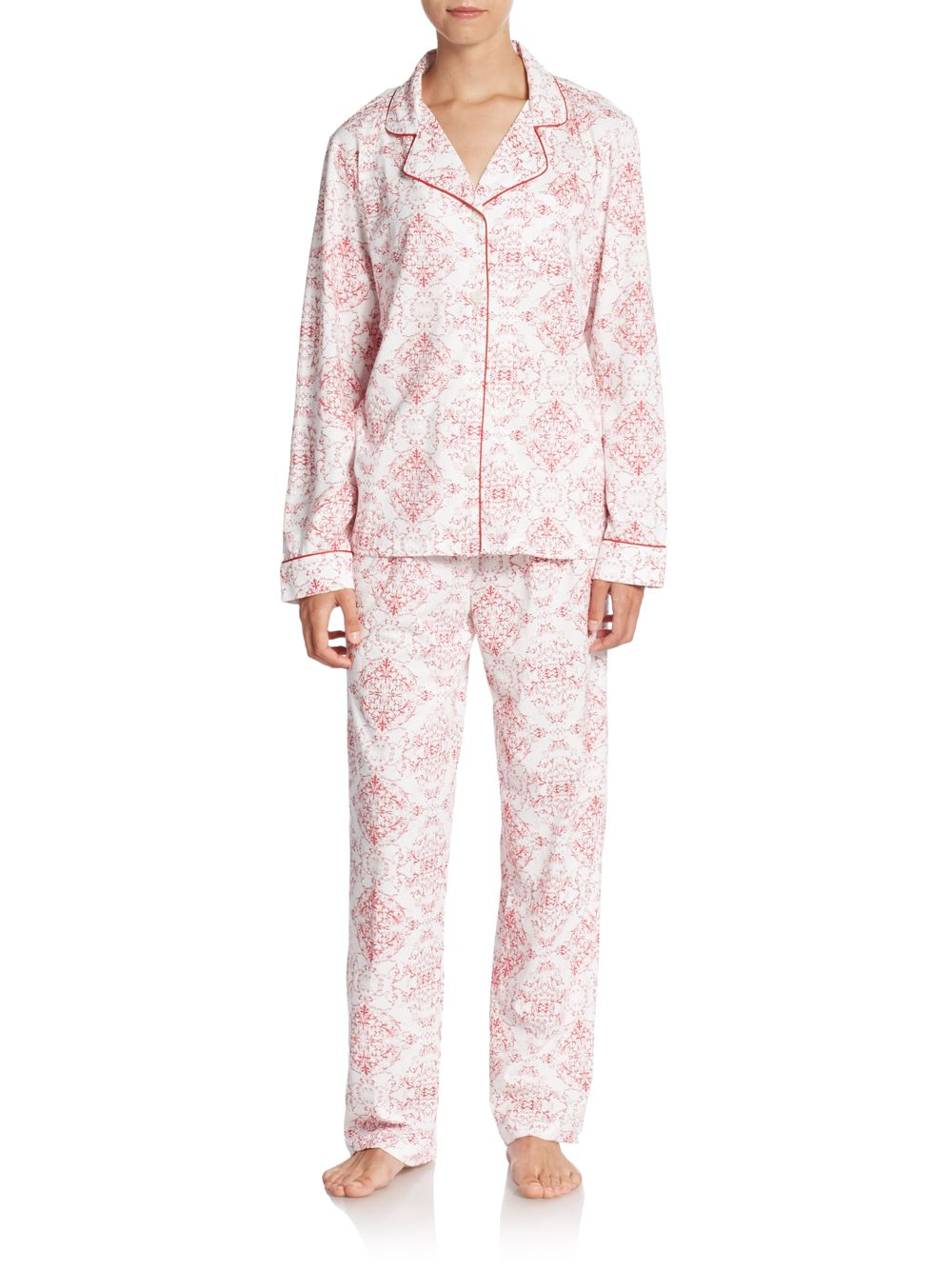 Lyst - Cottonista Notched Collar Pima Cotton Pajama Set in Pink
