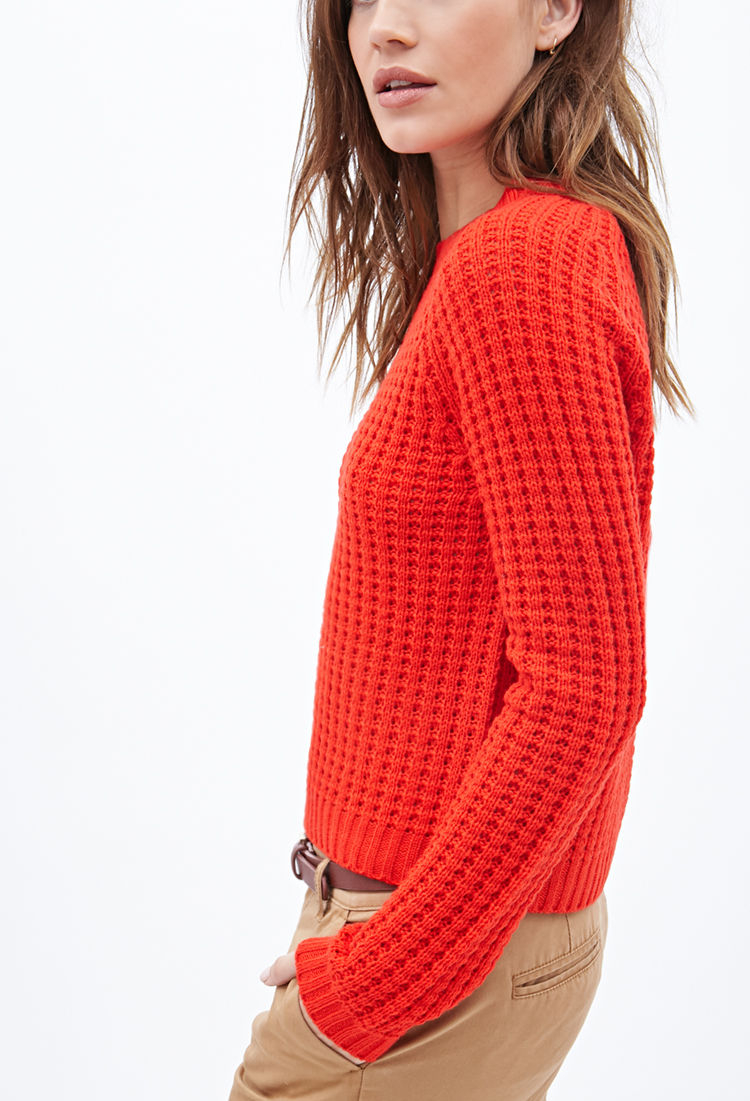 Lyst Forever 21 Looseknit Boxy Sweater in Red