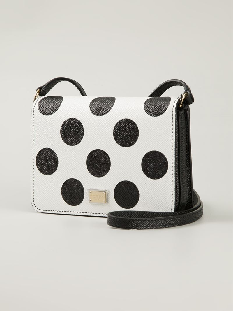 Lyst Dolce Gabbana Polka Dot Leather Cross Body Bag In Black Gallery