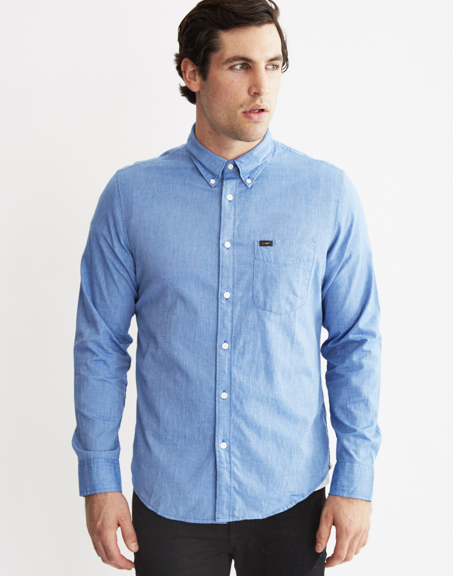 jeans with a button down shirt