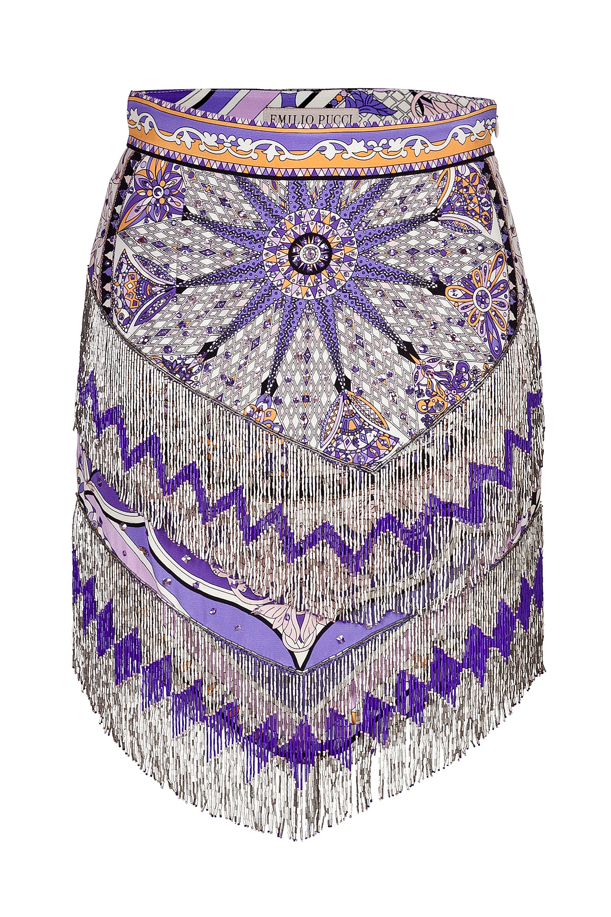 Lyst - Emilio pucci Silk Beaded Fringe Skirt in Purple