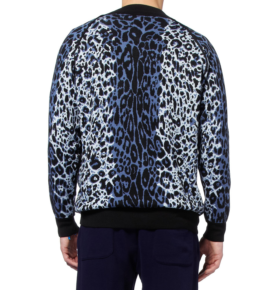 Sibling Leopardpatterned Knitted Cardigan in Blue for Men | Lyst