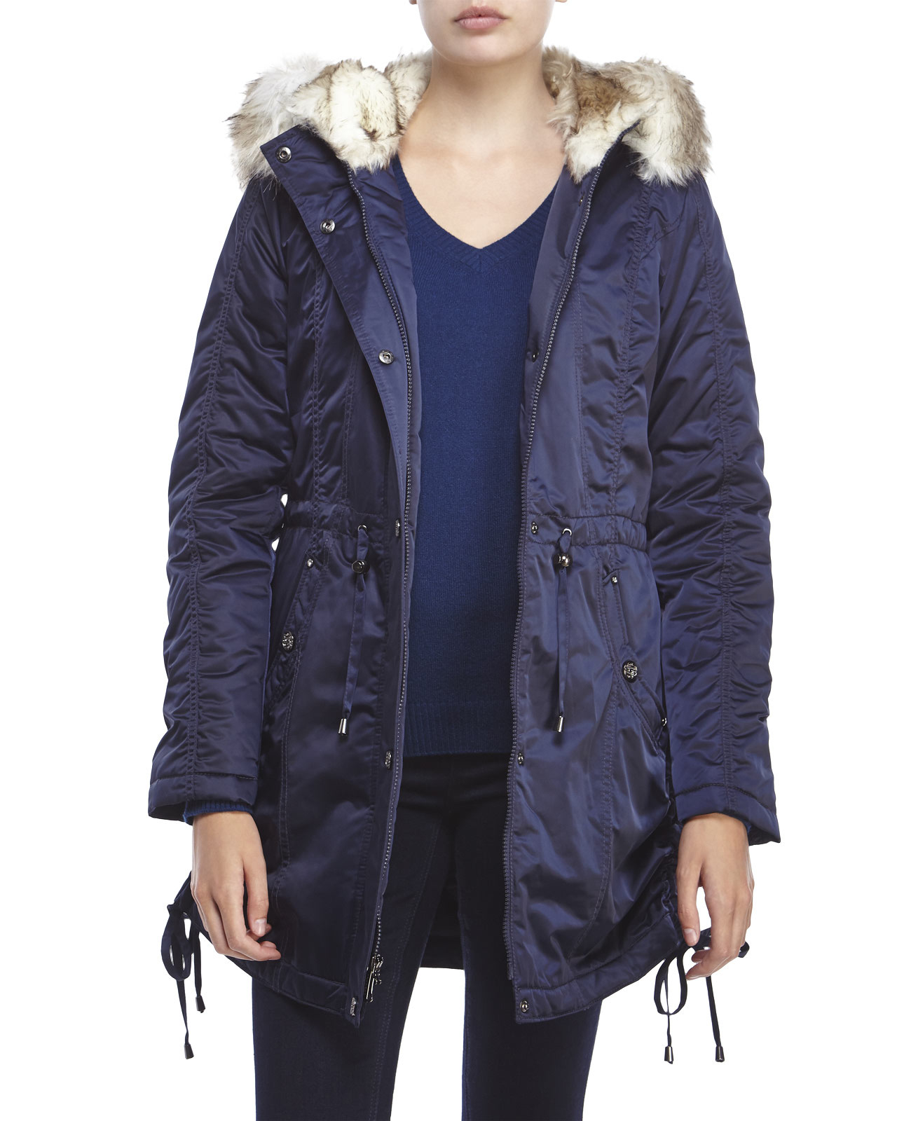 laundry by shelli segal faux fur hooded jacket