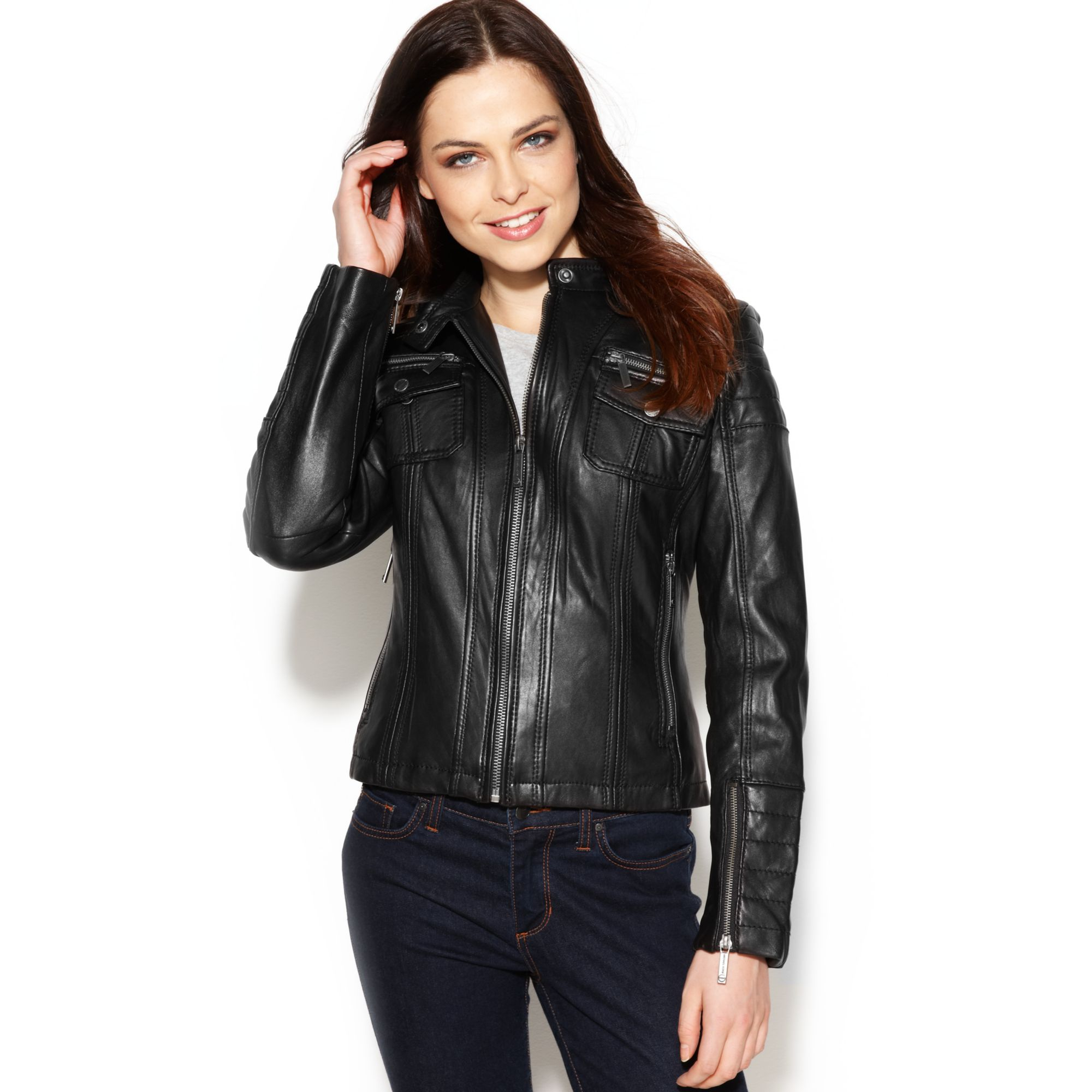 michael kors leather jacket womens