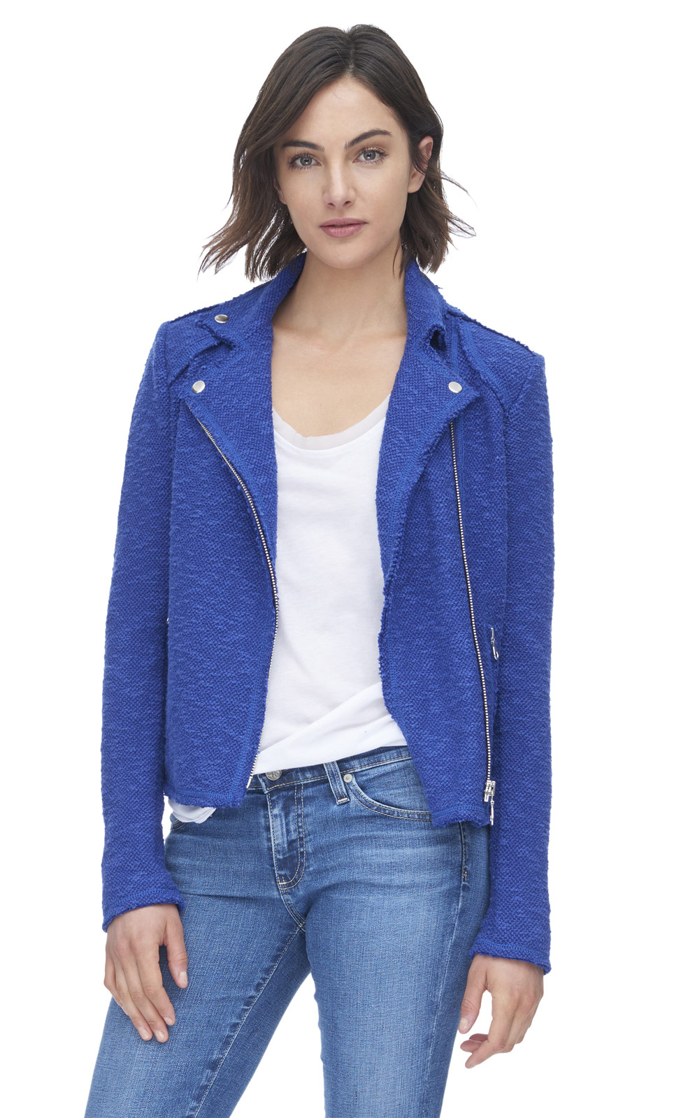 Rebecca taylor Boucle Moto Jacket in Blue (Blue Royal) | Lyst