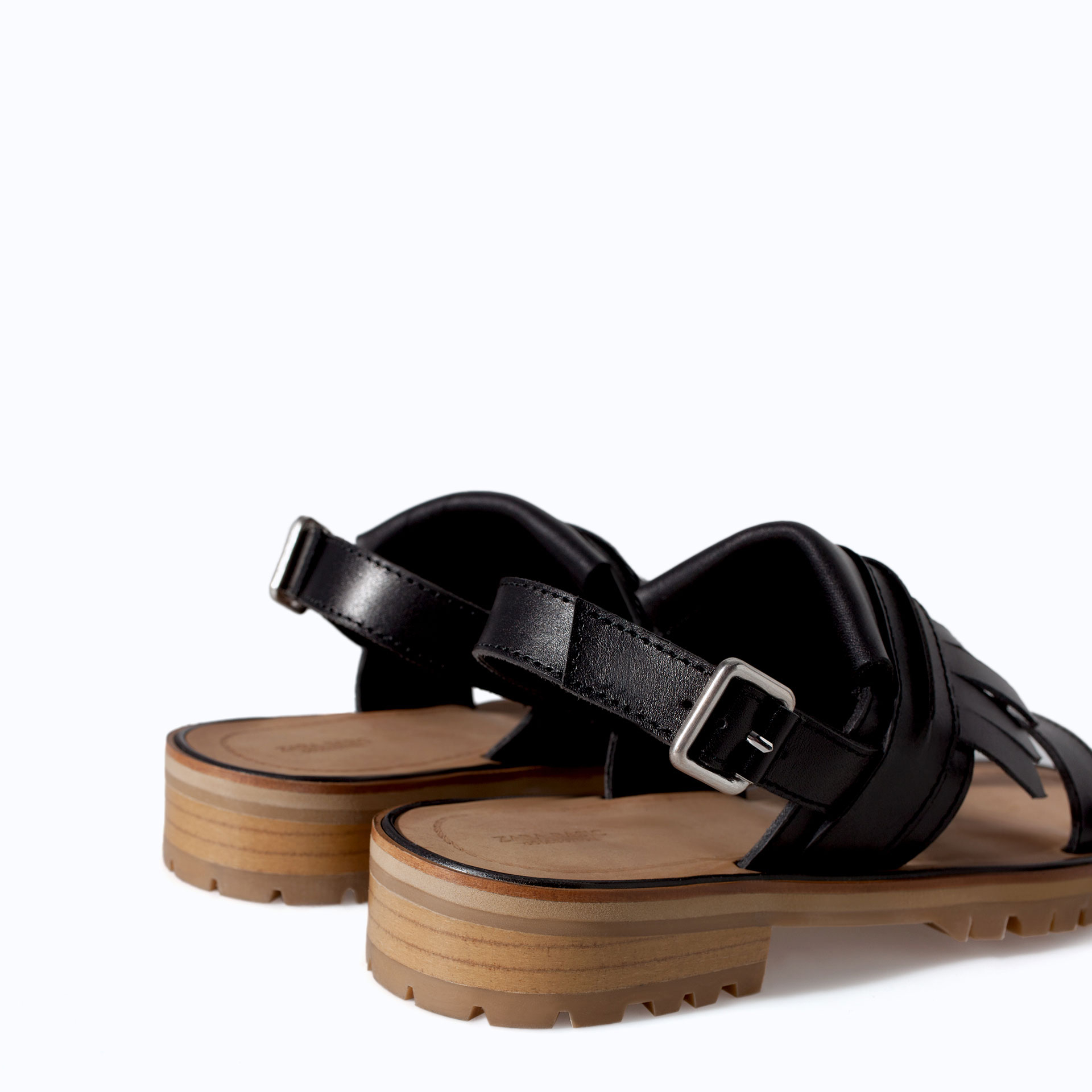Zara Leather Sandals with Fringes in Black | Lyst