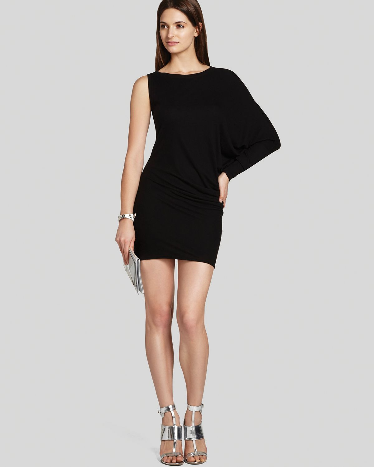 Lyst Bcbgmaxazria Bcbg Max Azria Dress Laheld One Sleeve In Black Gallery