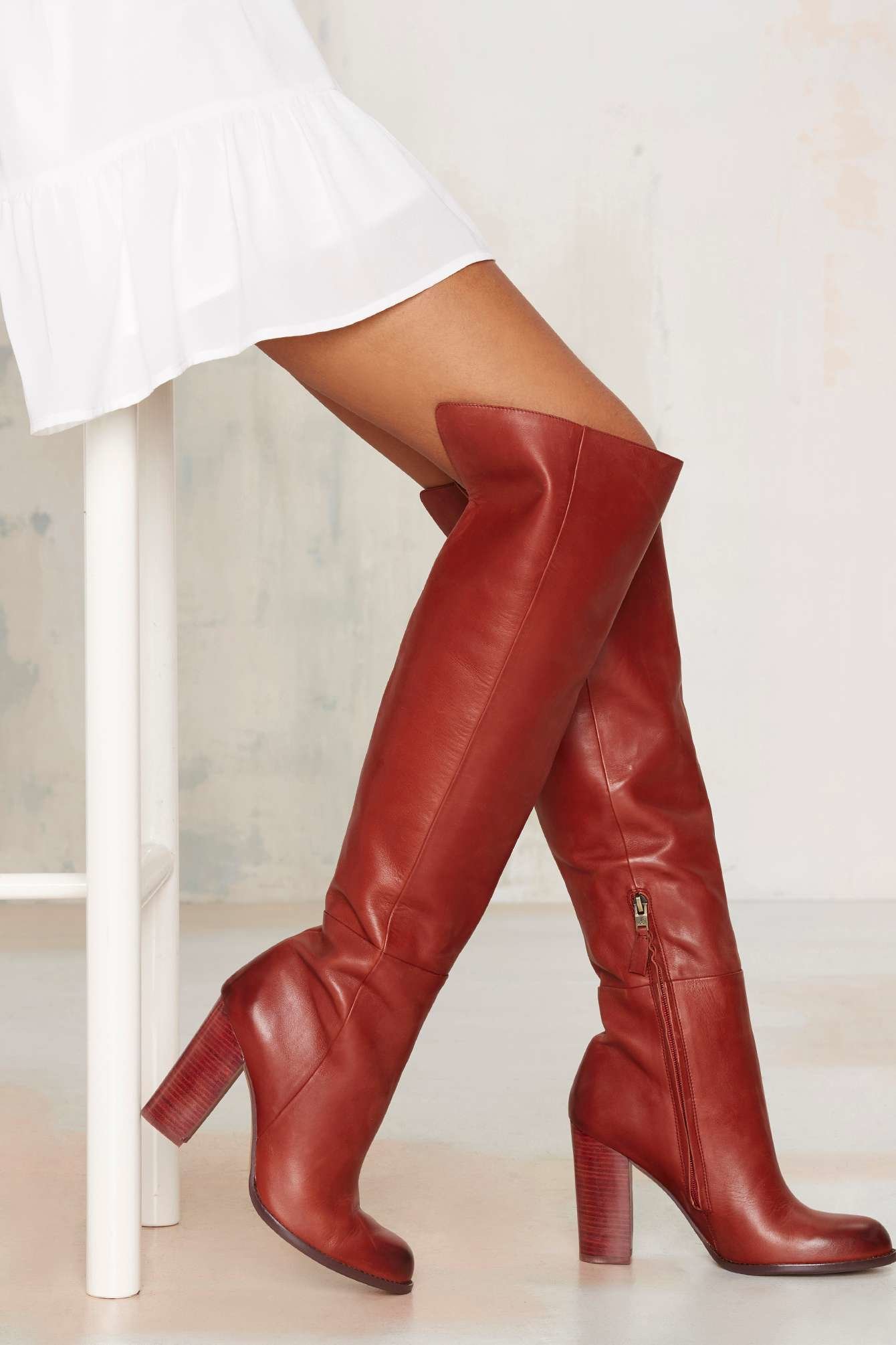 Lyst Sam Edelman Rylan Knee High Leather Boot In Red