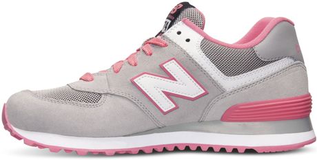 New Balance Women's 574 Casual Sneakers From Finish Line in Pink (GREY/PINK) | Lyst
