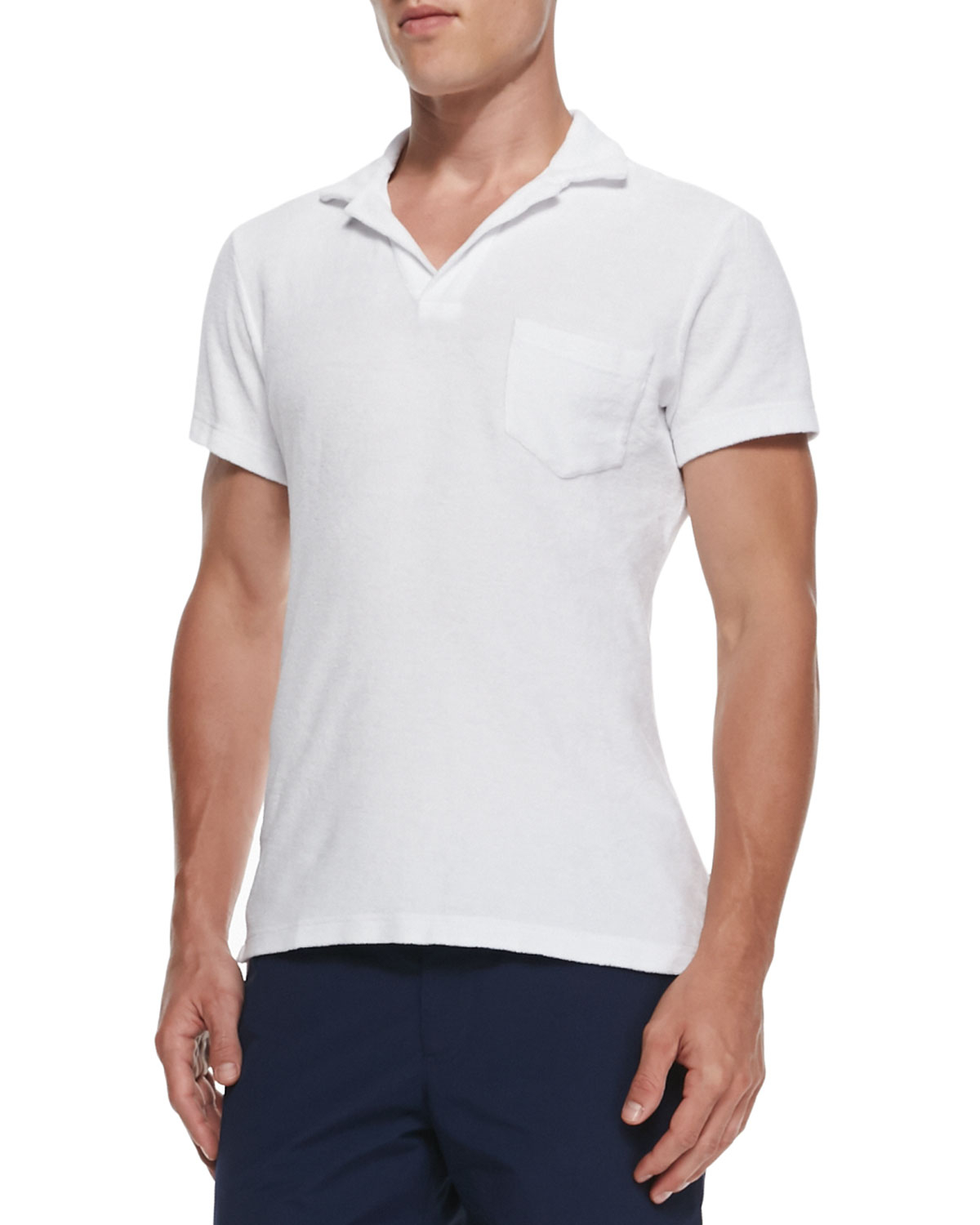 Orlebar brown Terry Towel Polo With Pocket in White for Men | Lyst