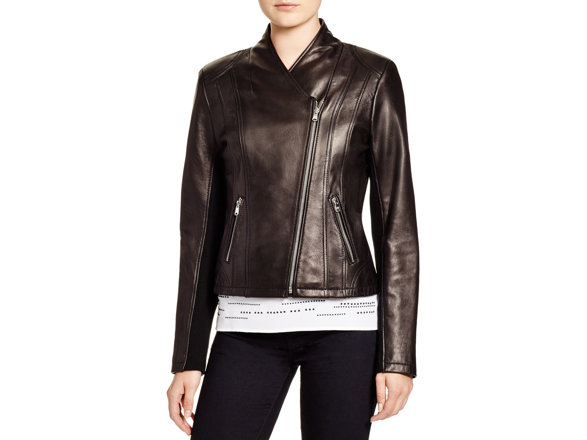 Calvin Klein Leather Moto Jacket Bloomingdale S Exclusive In Black Gallery