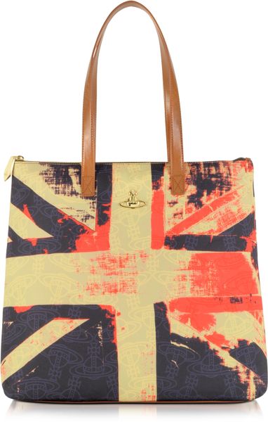 Vivienne Westwood Beige Flag Printed Fabric Tote in Beige | Lyst