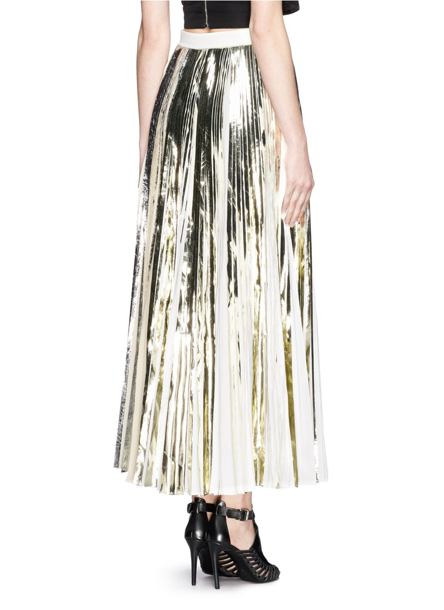 Lyst Proenza Schouler Metallic Foil Print Pleat Maxi Skirt In Black 2138