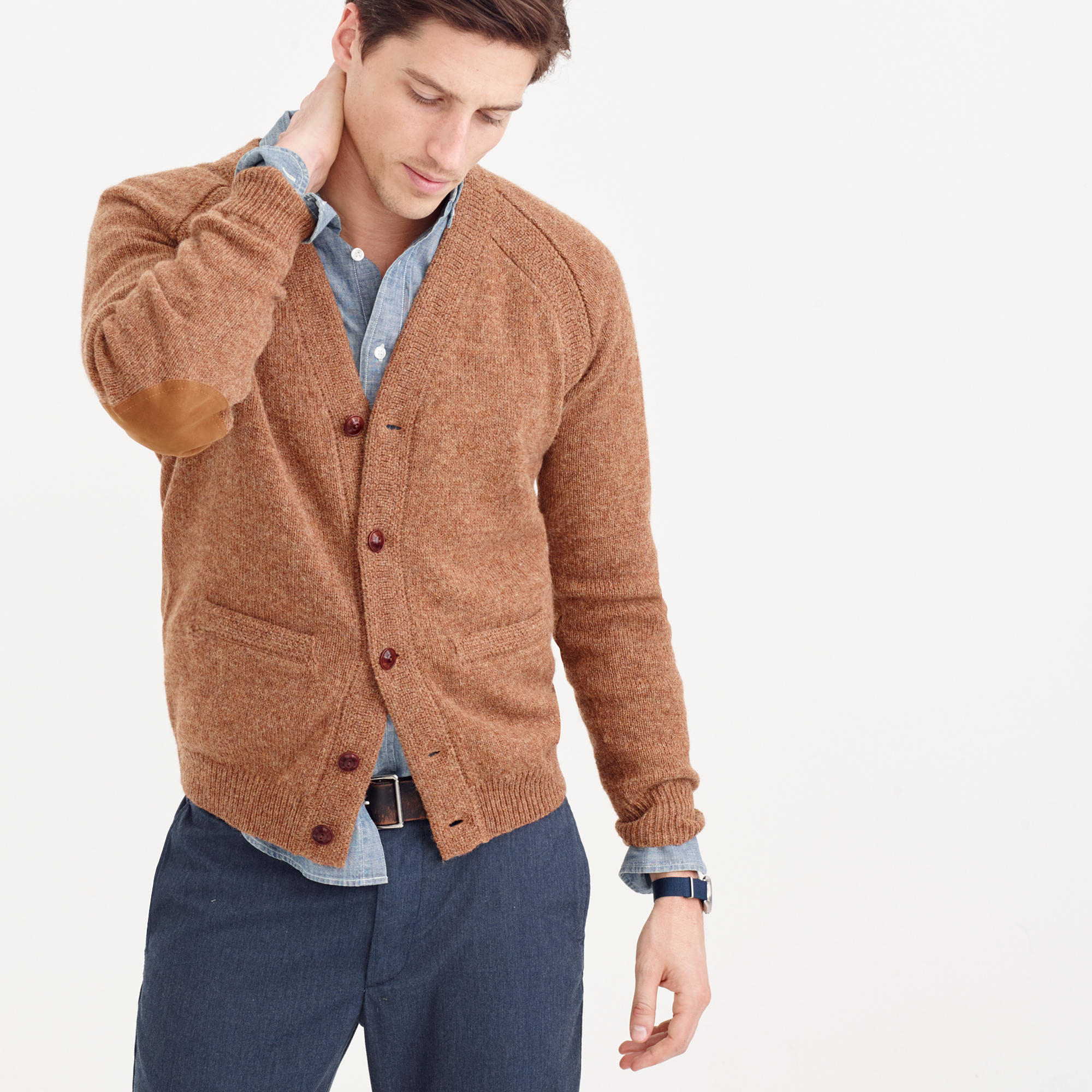 J.crew Wallace & Barnes English Shetland Wool Cardigan Sweater in Brown 