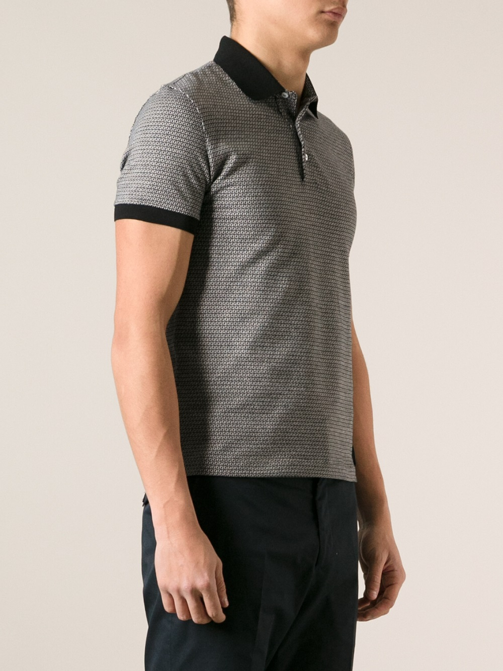 Lyst - Fendi Monogram Print Polo Shirt in Black for Men