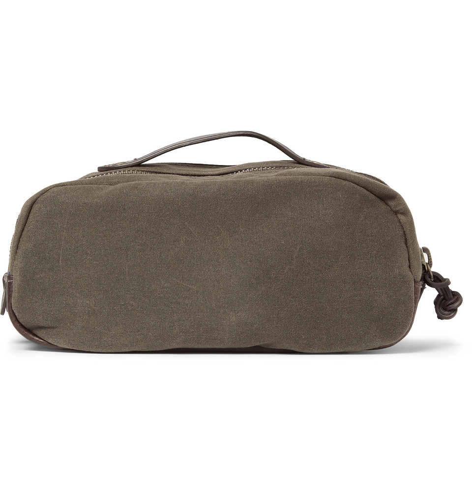 Lyst J Crew Abingdon Waxed Canvas And Leather Wash Bag In Green Gallery