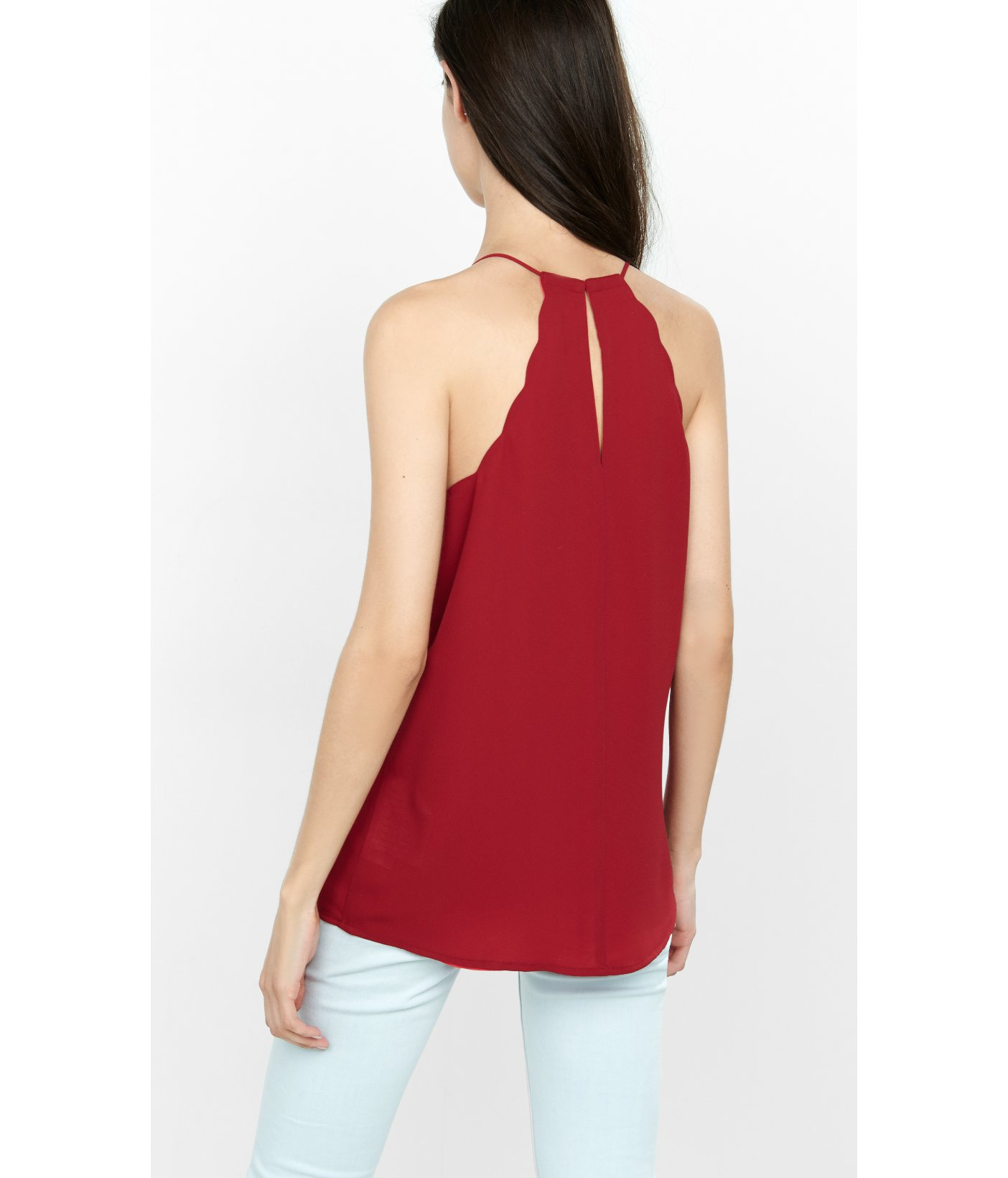 Lyst - Express Scallop Trim Reversible Barcelona Cami in Red