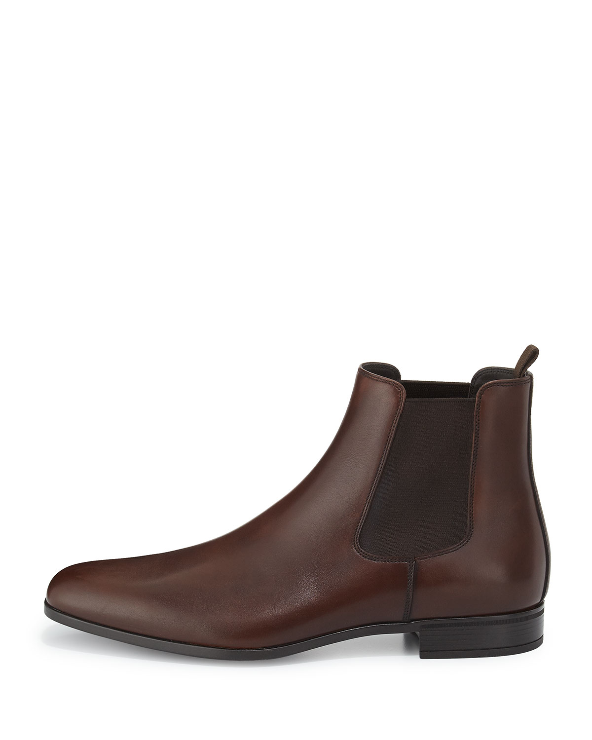 Prada Leather Chelsea Rubber-bottom Boot in Brown | Lyst