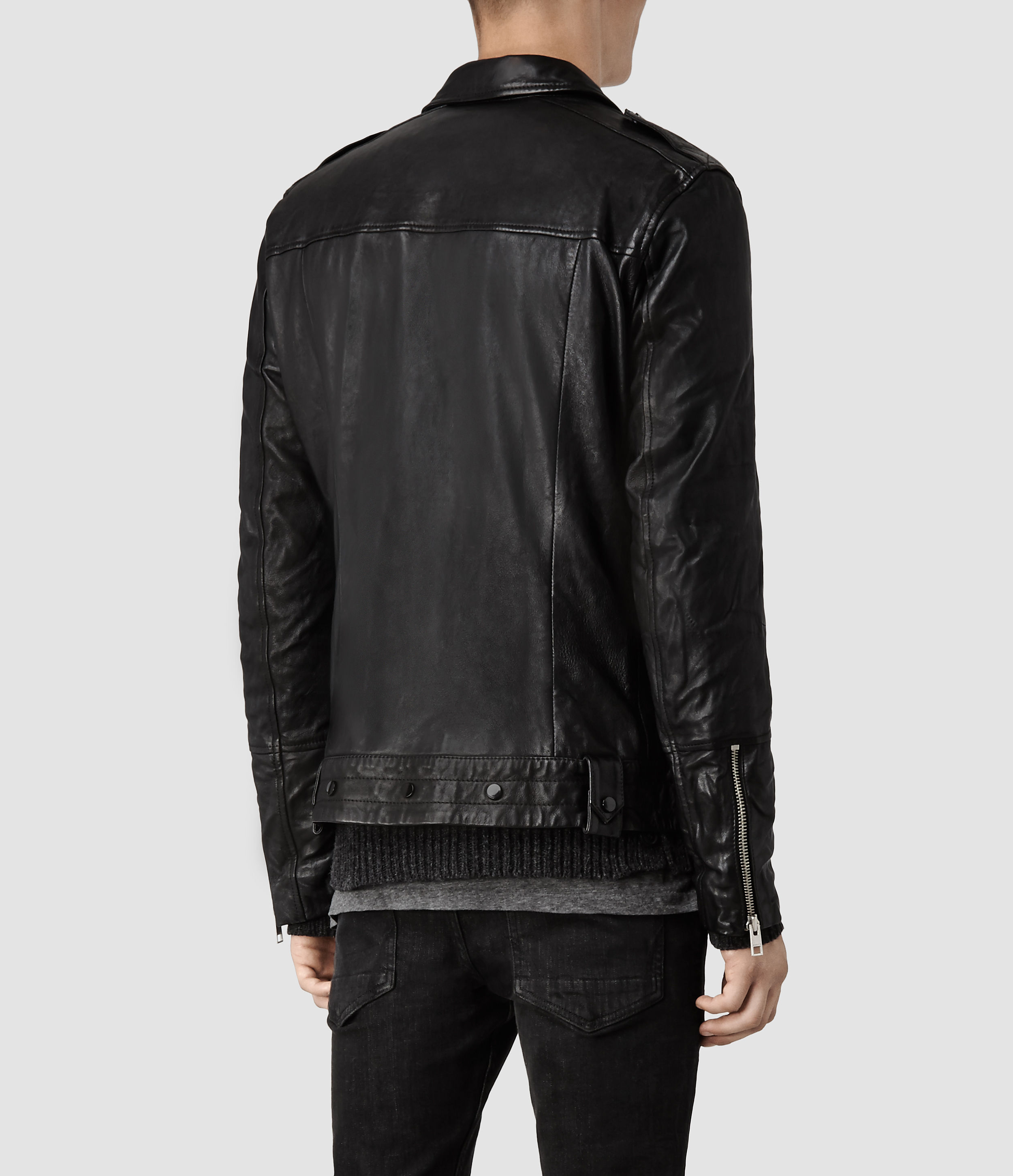 Lyst - Allsaints Griffin Leather Biker Jacket in Black for Men