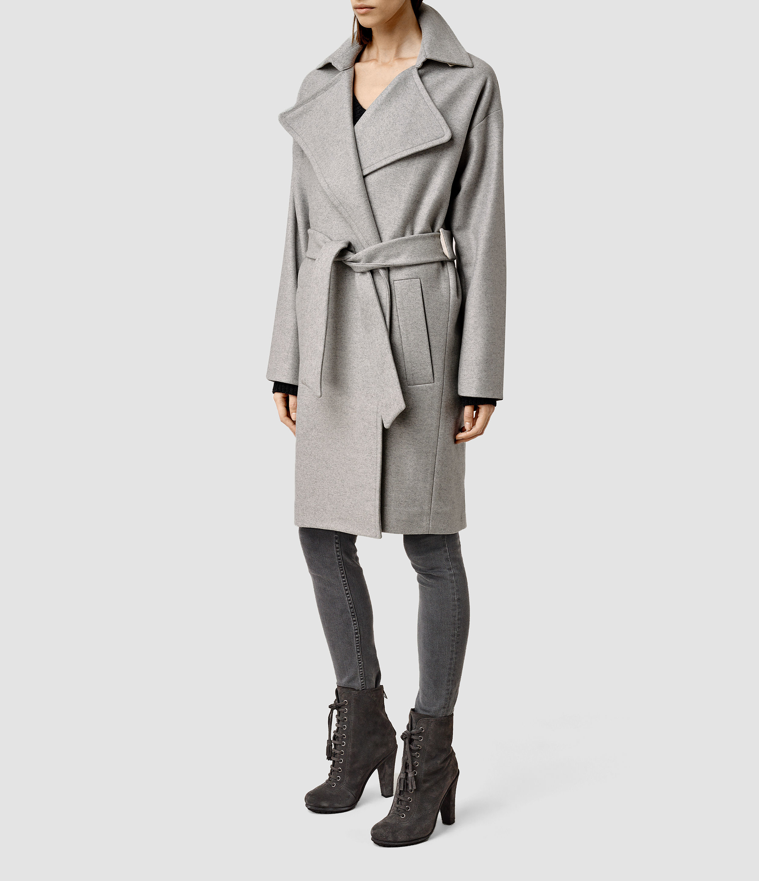 Allsaints Miya Coat in Gray | Lyst