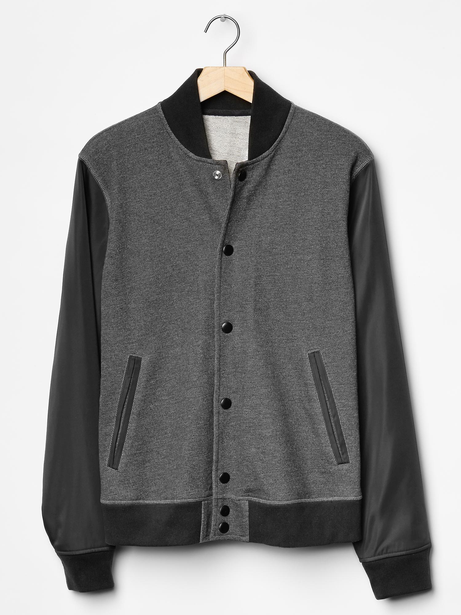 Gap Urban Active Contrast Fleece Varsity Jacket in Gray for Men (DARK ...