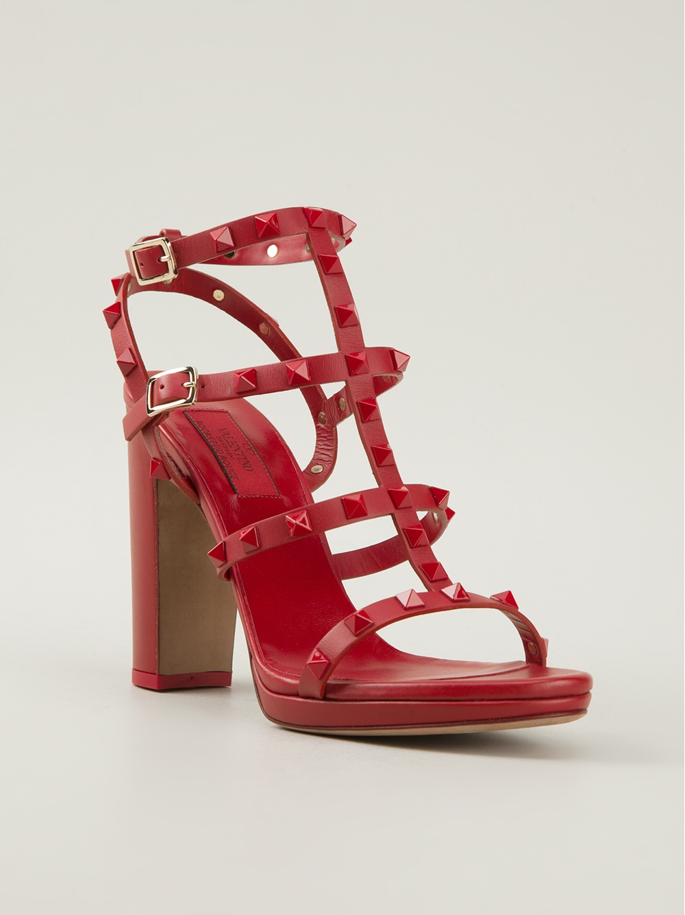 Valentino Rockstud Sandals in Red | Lyst