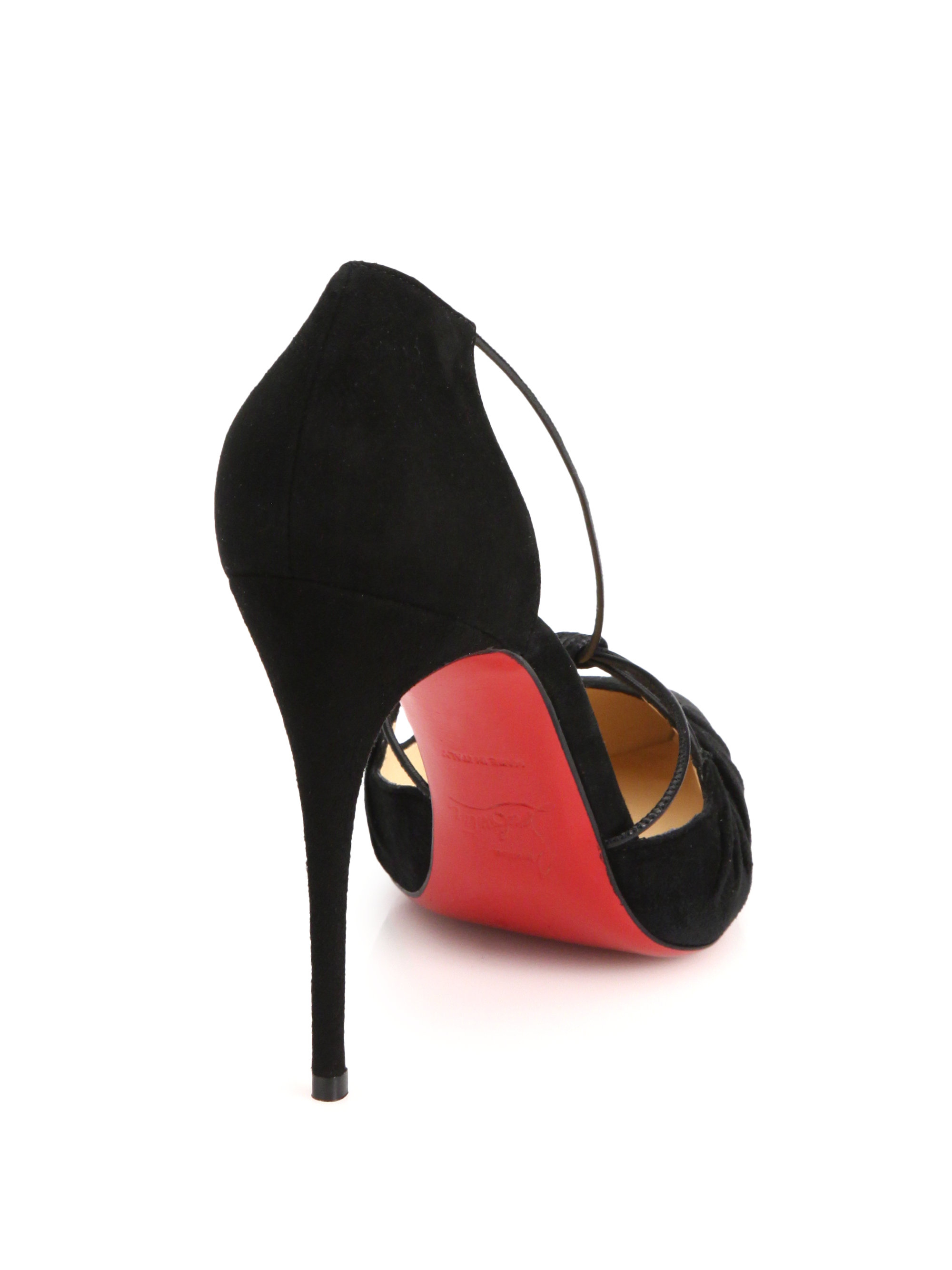 Christian louboutin Riri Sue Leather-Knot Suede Pumps in Black | Lyst  