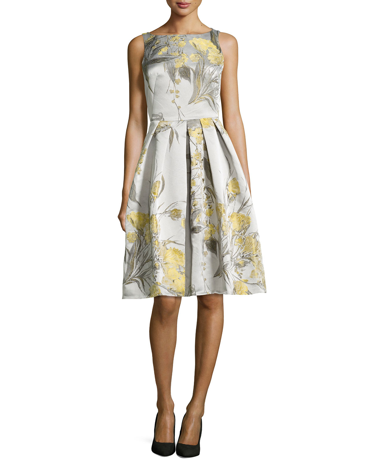 Lyst - Carmen Marc Valvo Floral Jacquard Dress in Gray