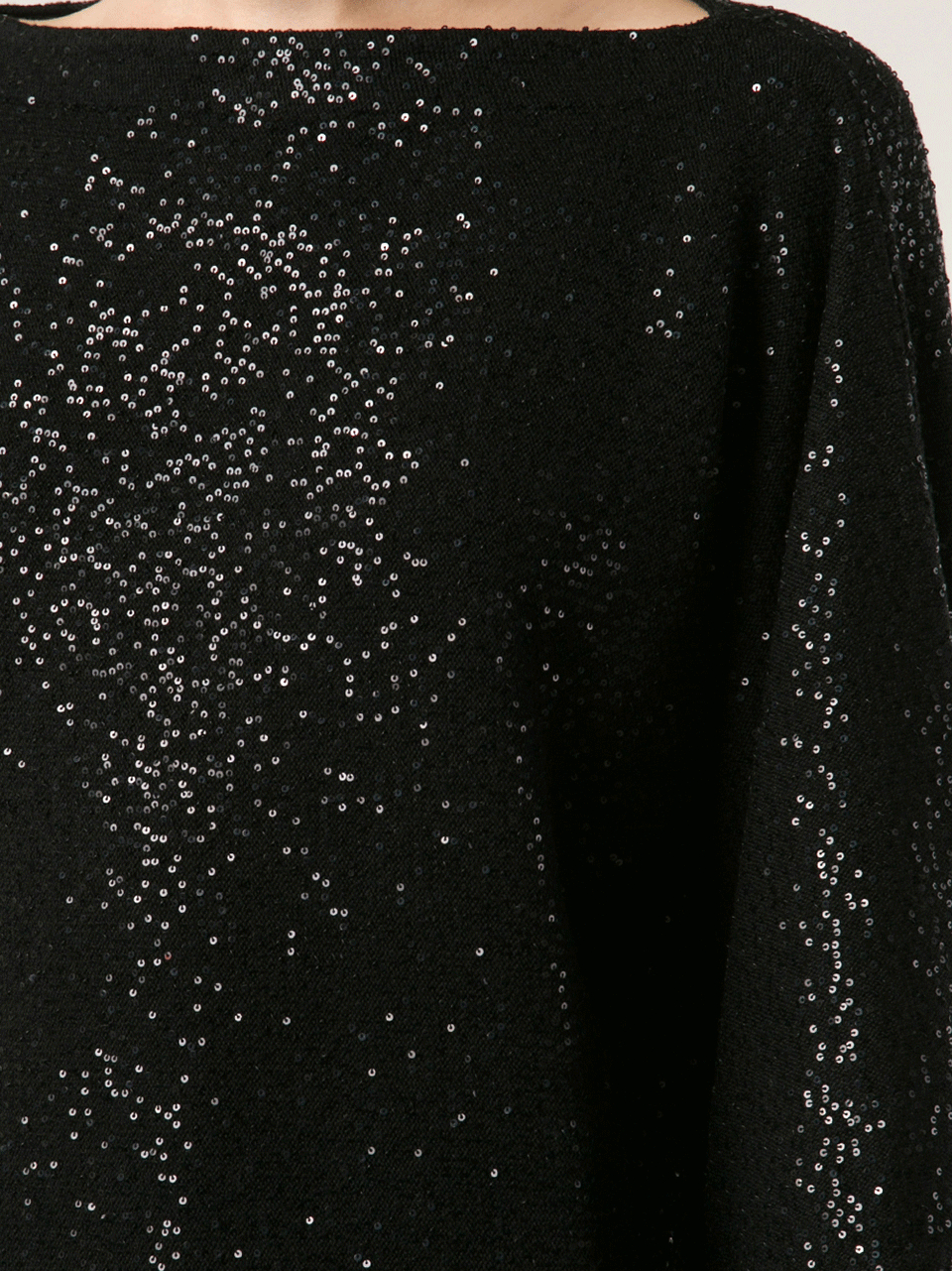 Lyst - Oscar De La Renta Bateau Neck Sequin Sweater in Black
