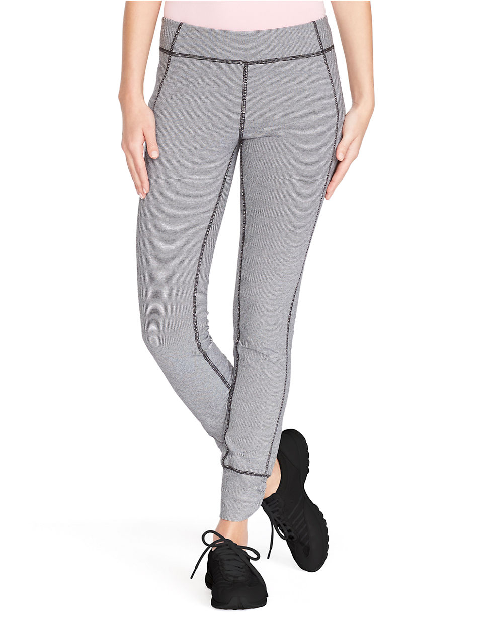 Lauren by ralph lauren Petite Striped Leggings in Gray (Grey) | Lyst