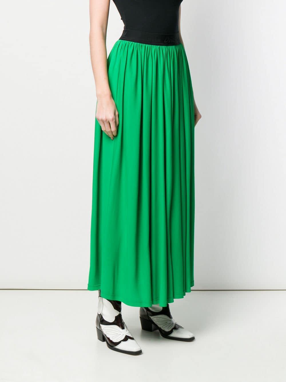 Lyst Msgm Pleated Maxi Skirt In Green 8610