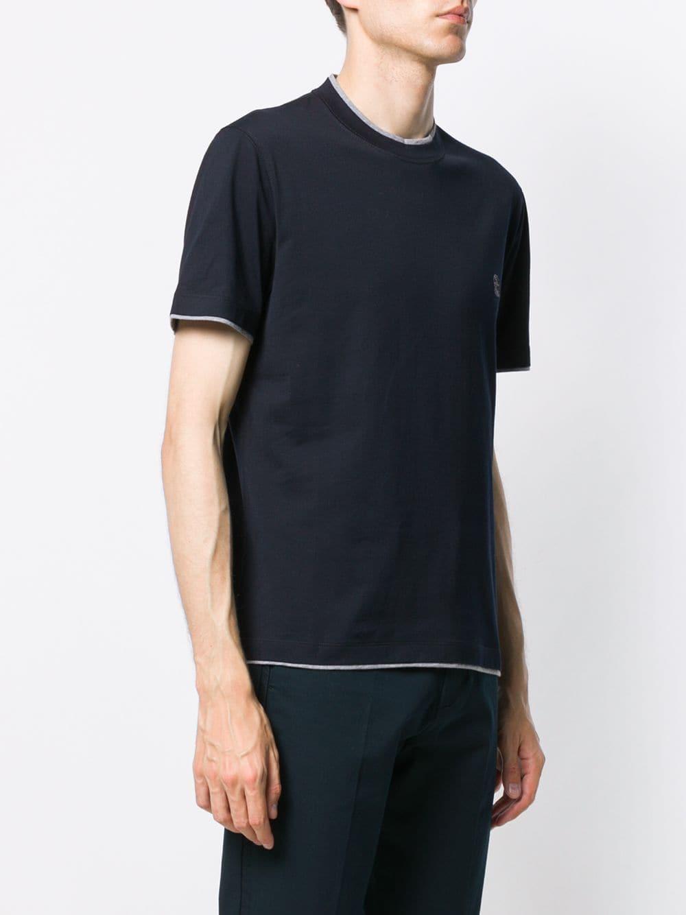 Brunello Cucinelli Logo T-shirt in Blue for Men - Lyst