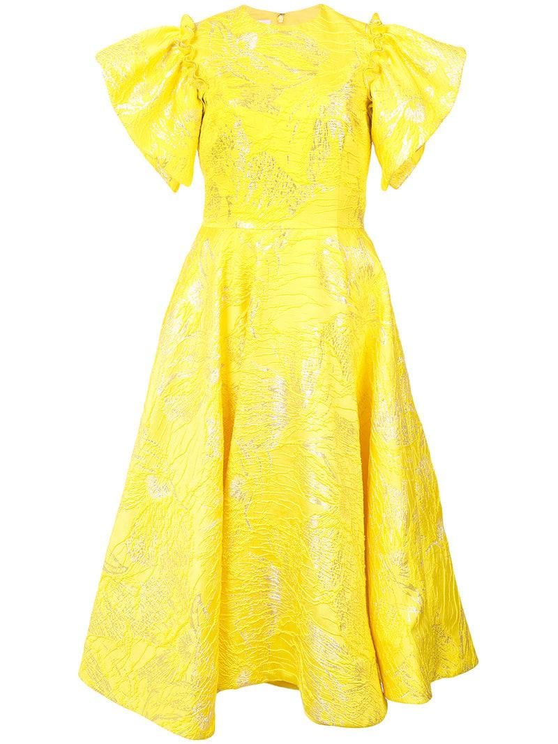 Siriano Flared Midi Dress In Yellow Save Siriano Women S Yellow Flared Midi Dress