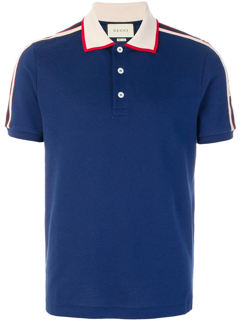 Lyst - Gucci Logo Polo Shirt in Blue for Men