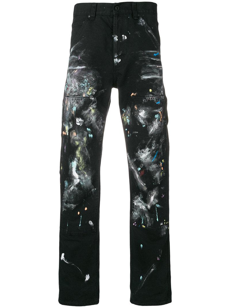 Off-White c/o Virgil Abloh Denim Paint Splatter Jeans in Black for Men ...