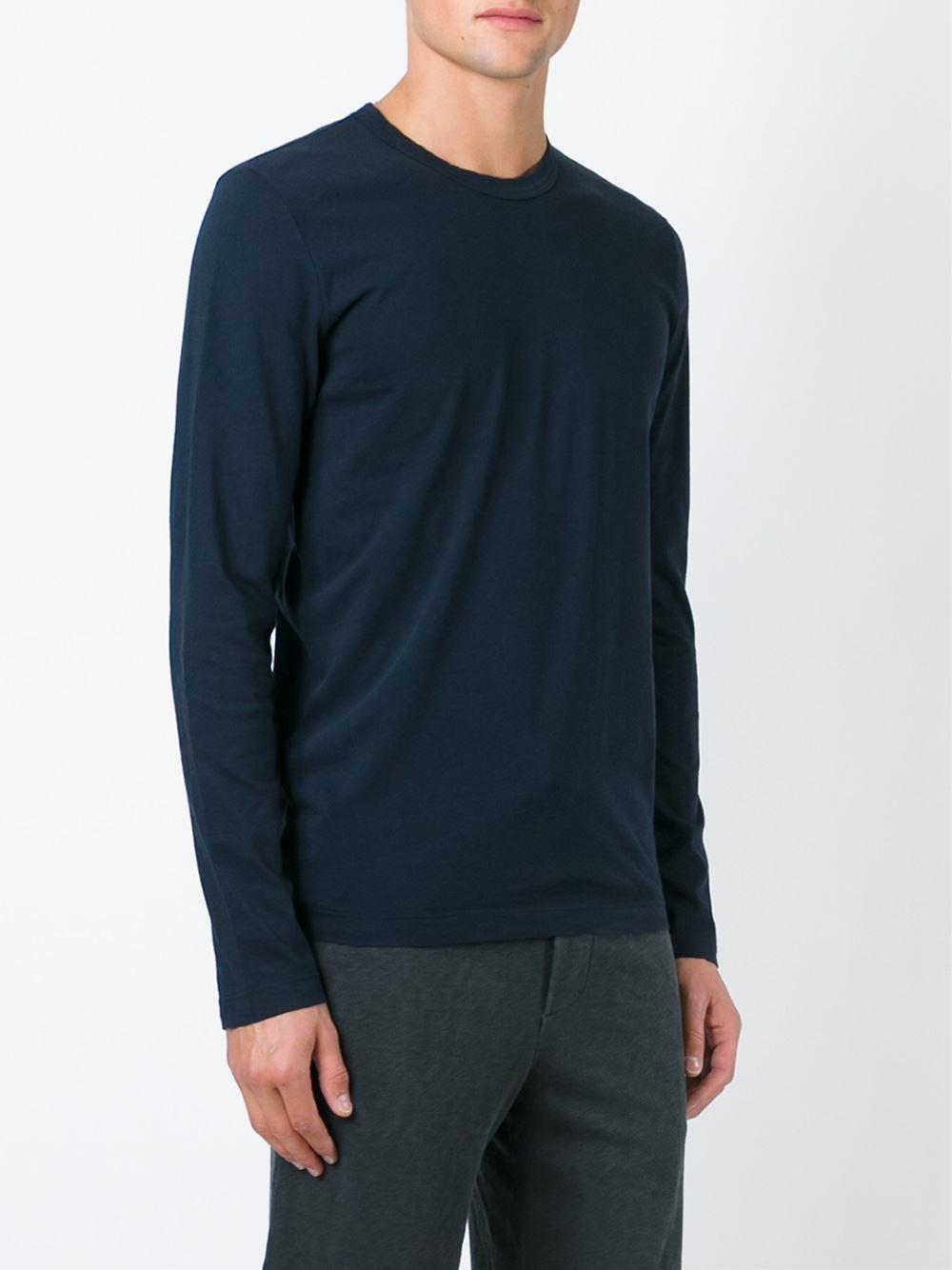 Lyst - James Perse Long Sleeve T-shirt in Blue for Men