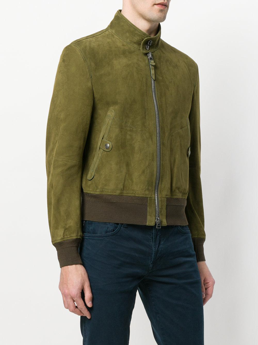 Lyst - Tom Ford Suede Bomber Jacket in Green for Men