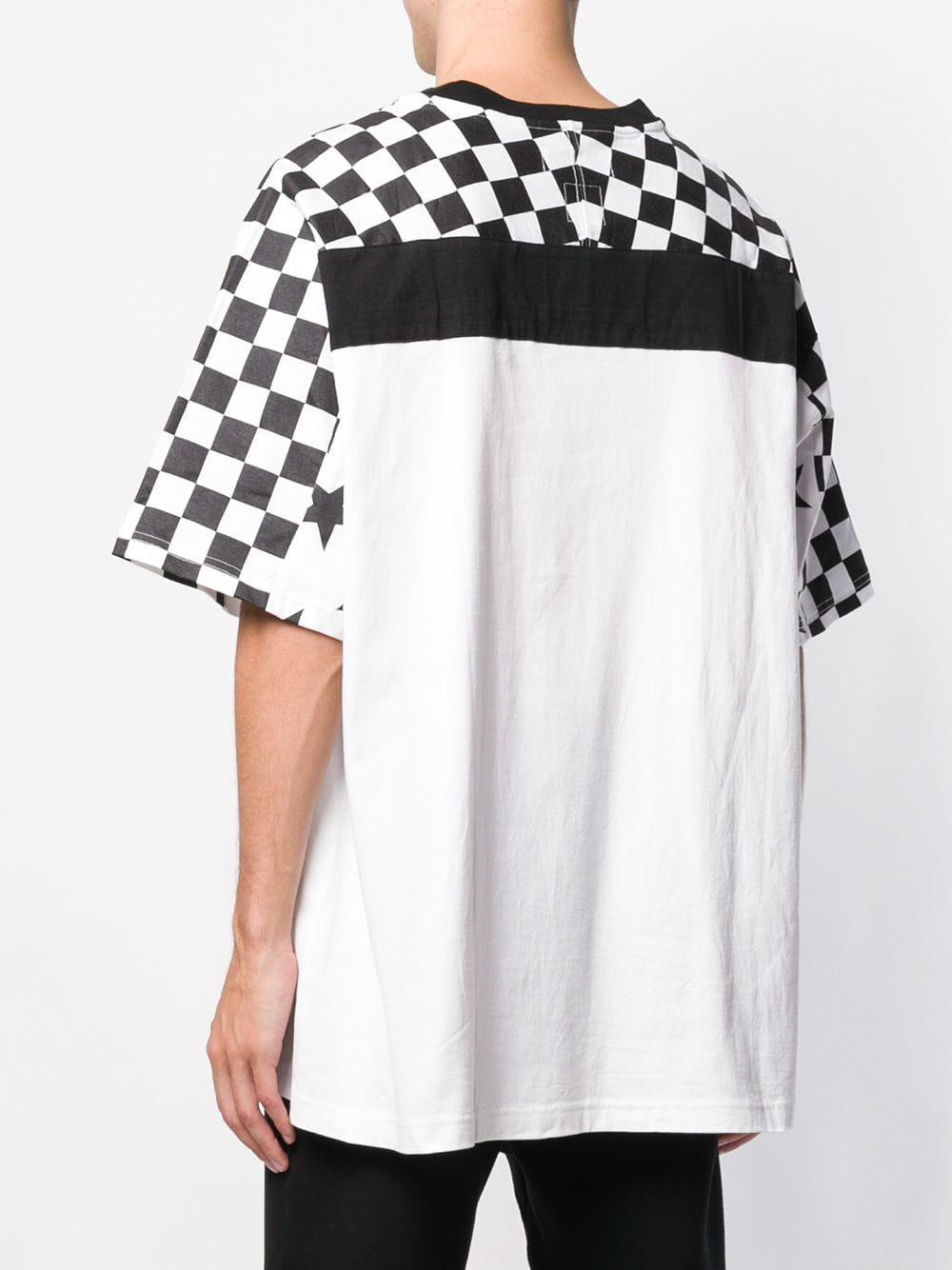 Facetasm Oversized Checkered Sleeve T-shirt in White for Men - Lyst