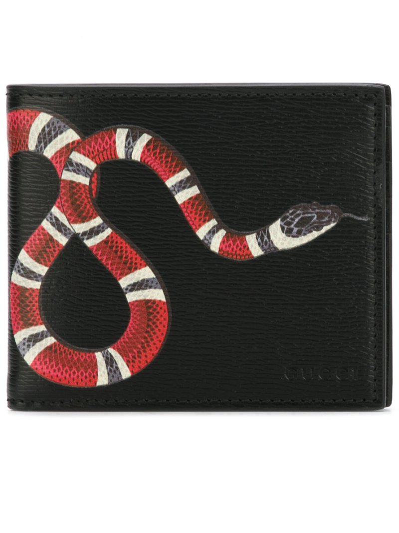 Lyst Gucci Snake Print Wallet in Black for Men