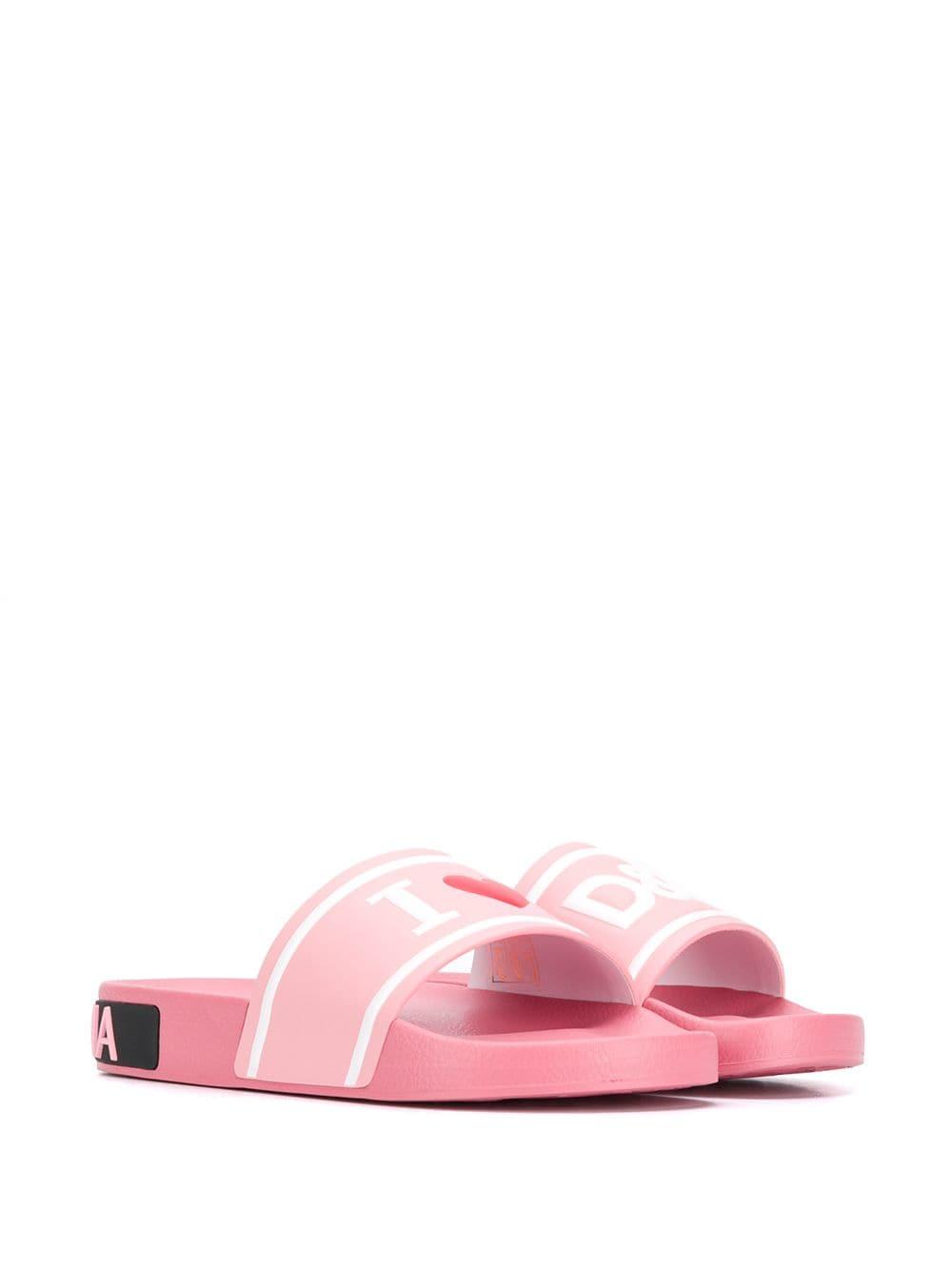 Dolce And Gabbana I Love Dandg Slide Sandals In Pink Lyst