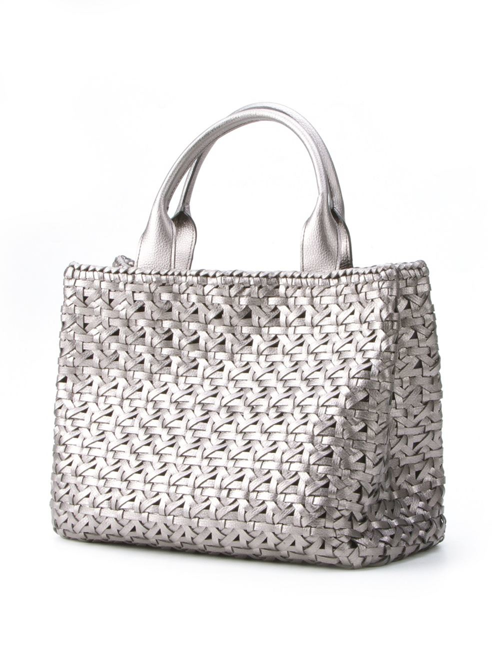 Metallic Magpie Zip Top Tote Bag #LB86 Silver
