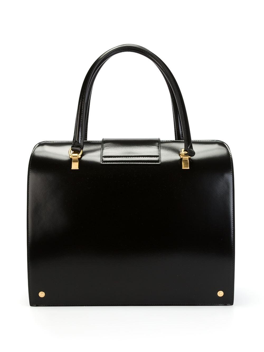 Lyst Thom Browne Patent Leather Tote Bag In Black 1866