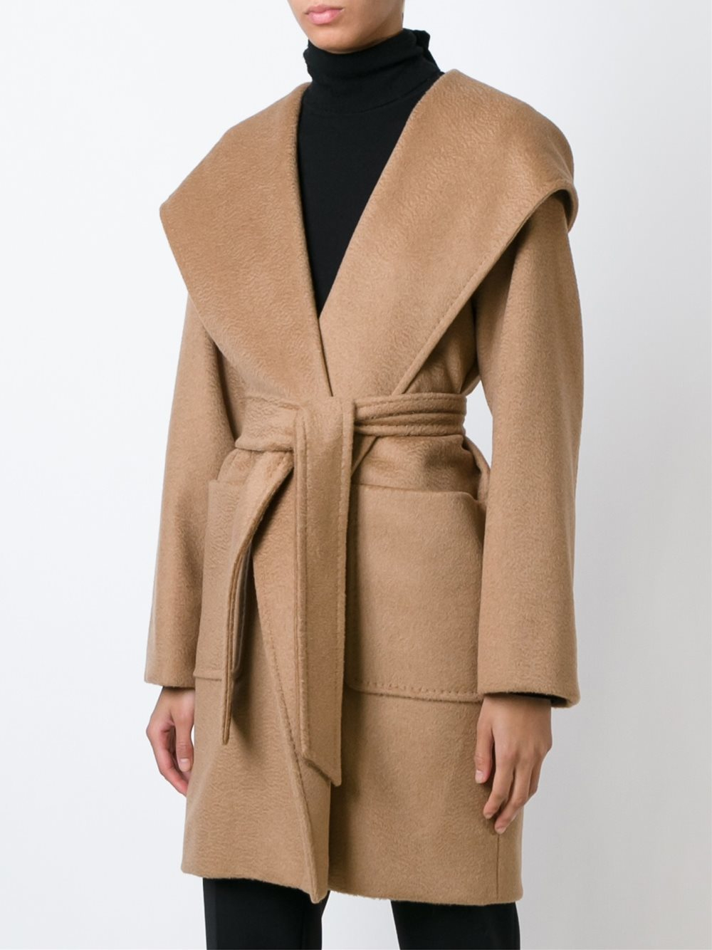 Lyst - Max Mara Hooded Wrap Coat in Brown