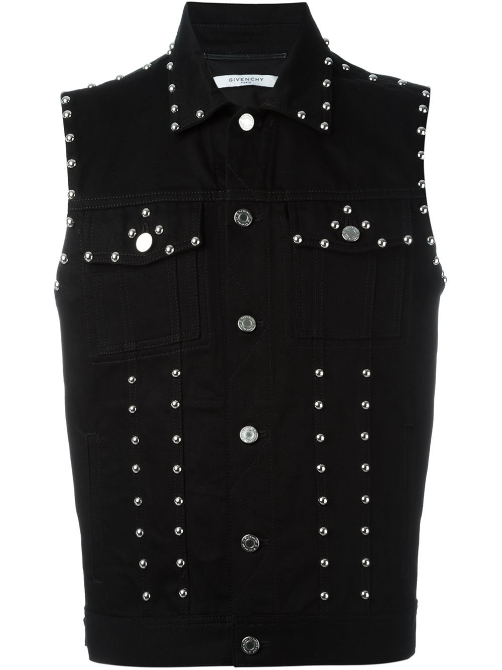 Lyst - Givenchy Sleeveless Studded Denim Jacket in Black for Men