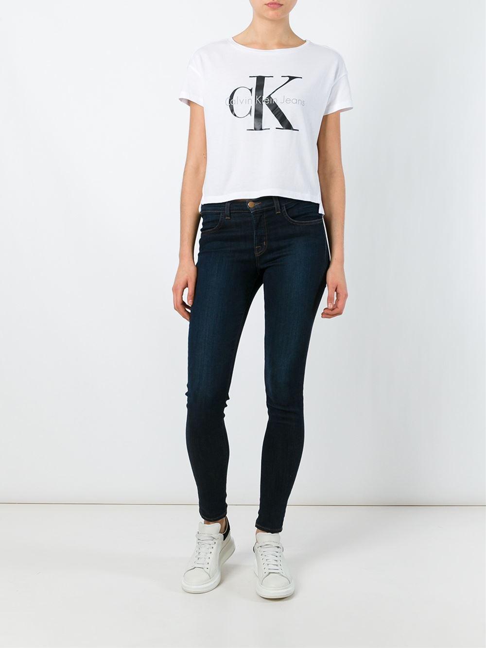 calvin klein white crop top